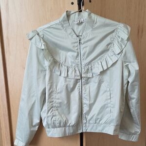 Melrose and Market Light Green Ruffled Bomber Jacket